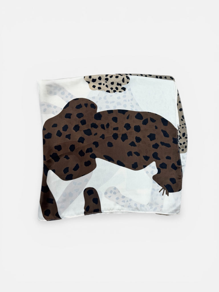 Cream & Brown Leopard Print Neck Scarf