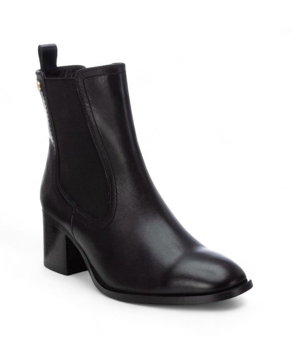 Carmela Black Leather Heeled Ankle Boots