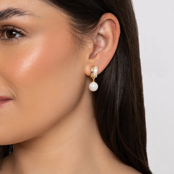 Double Sided Pearl & Gold Earrings
