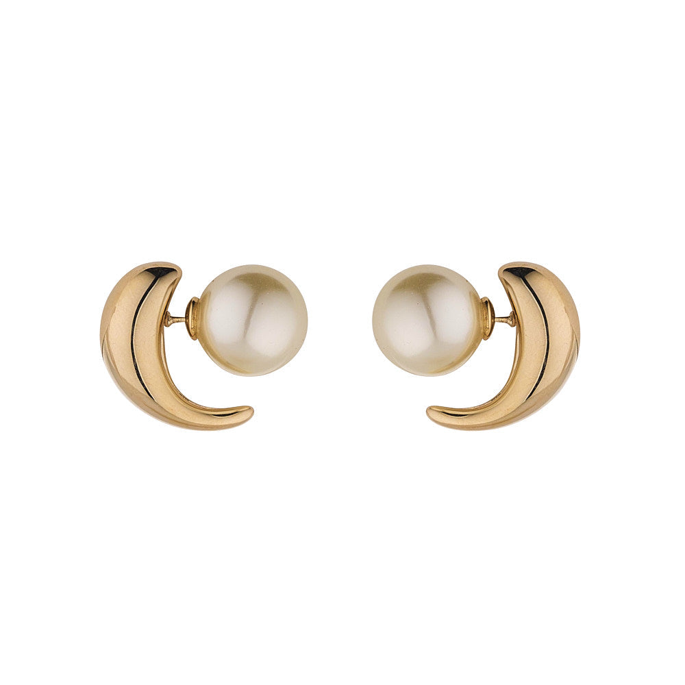 Double Sided Pearl & Gold Earrings