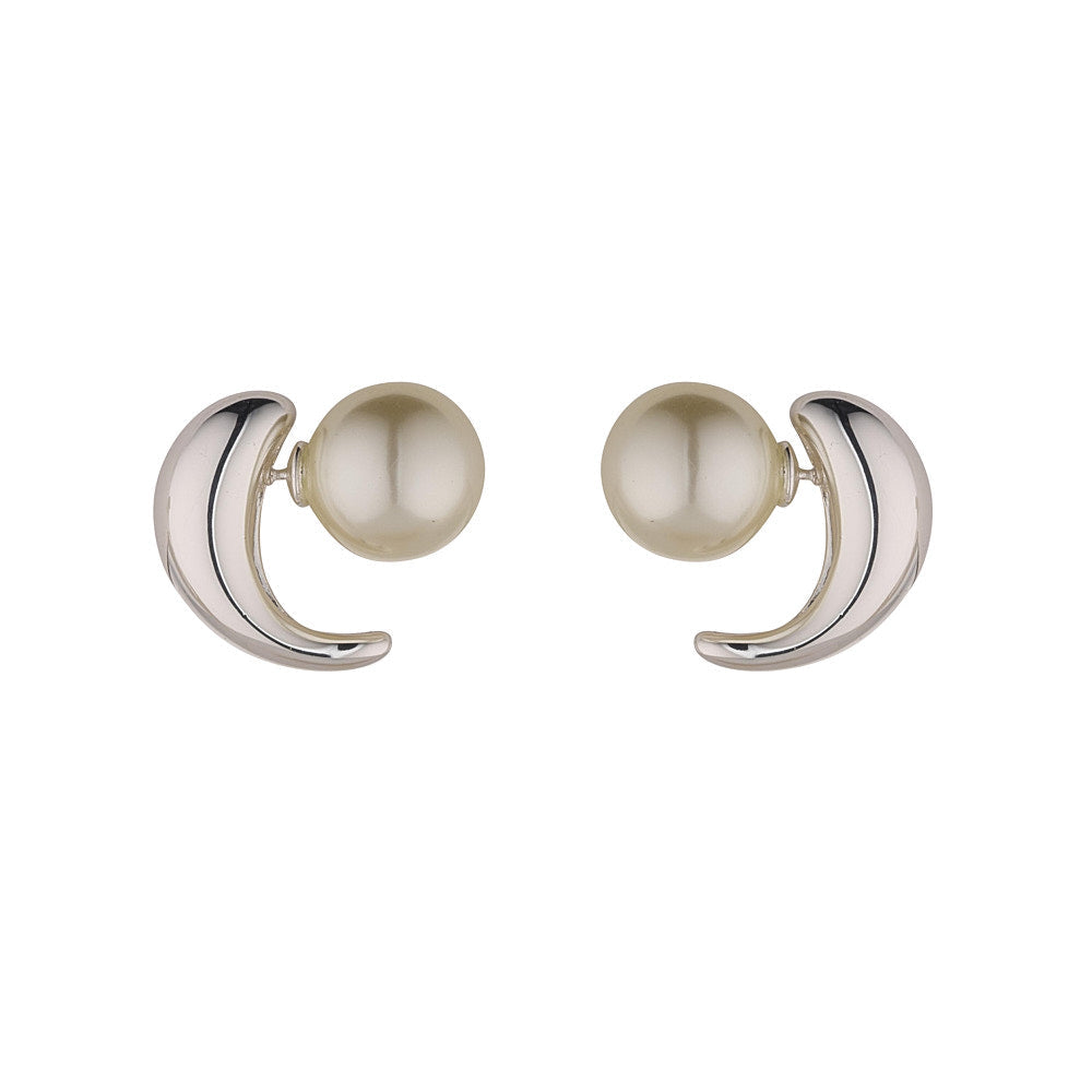 Double Sided Pearl & Silver Earrings