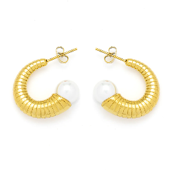Pearl & Gold Hoop Earrings