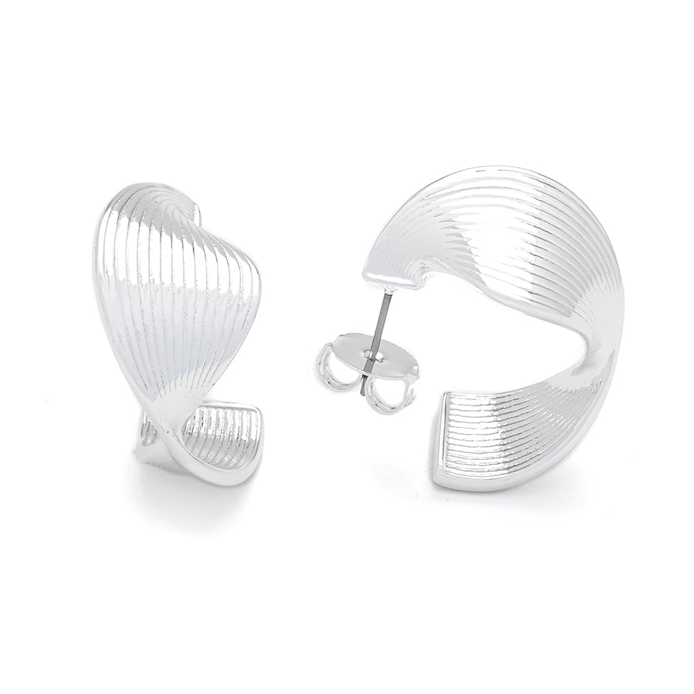 Silver Spiral Style Hoop Earrings
