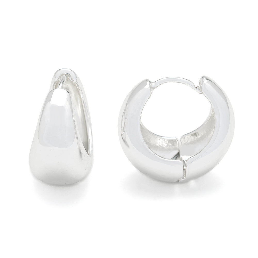 Silver Small Chunky Hoop Earrings
