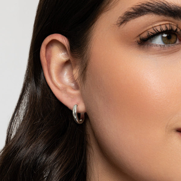 Silver Small Chunky Hoop Earrings