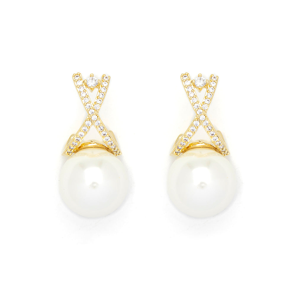 Kiss Kiss Gold & Pearl Drop Earrings