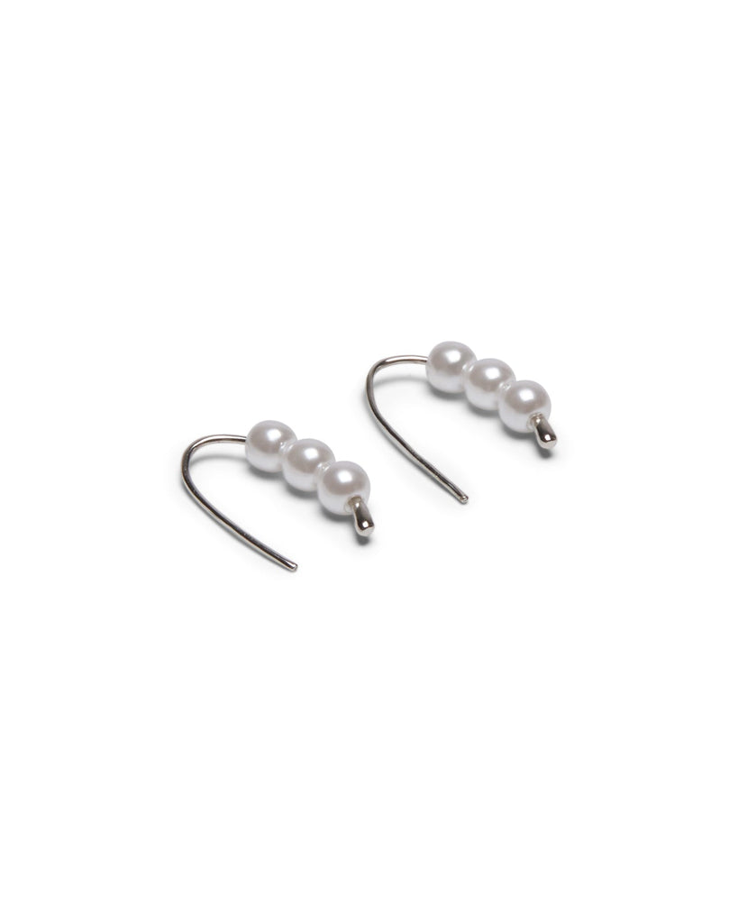 Keswick Silver & Pearl Pull Through Earrings