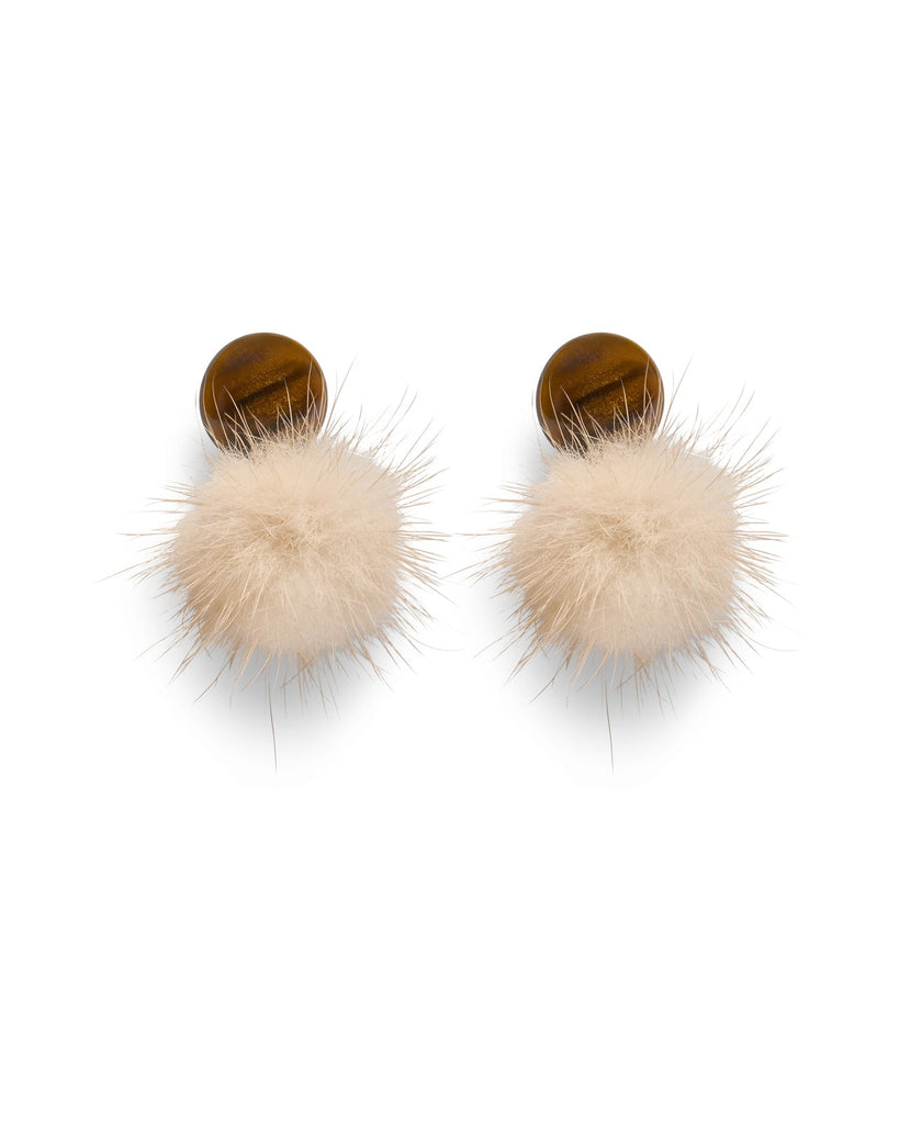 Battle Caramel Fluffy Stud Earrings
