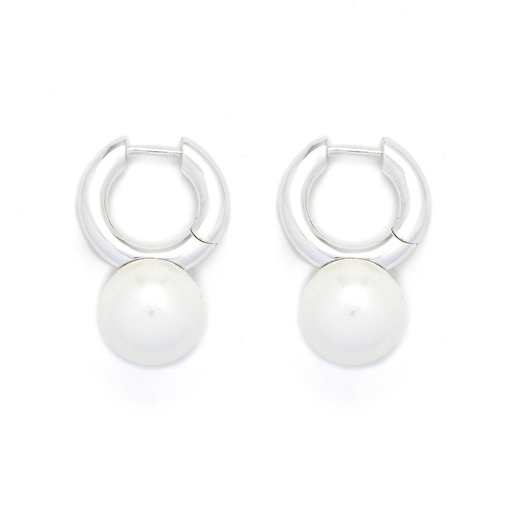 Coraline Silver & Pearl Hoop Earrings