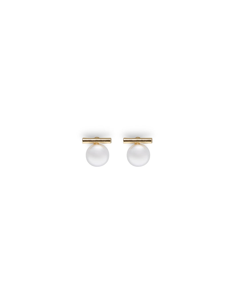 Bristol Pearl & Gold T Stud Earrings