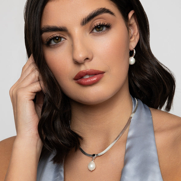 Alia Silver Pearl Drop Necklace