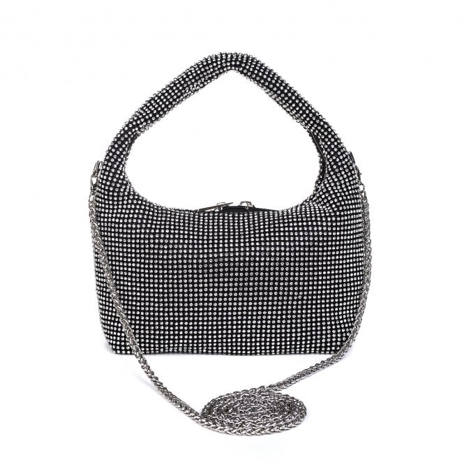 Black & Crystal Grab Clutch Bag