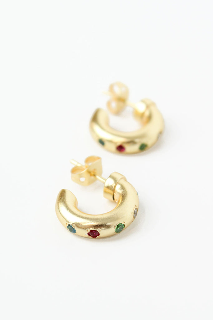 Chunky Gold Multi Colour Hoop Earrings