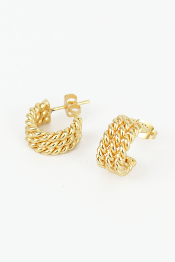 Gold Twisted Hoop Earrings