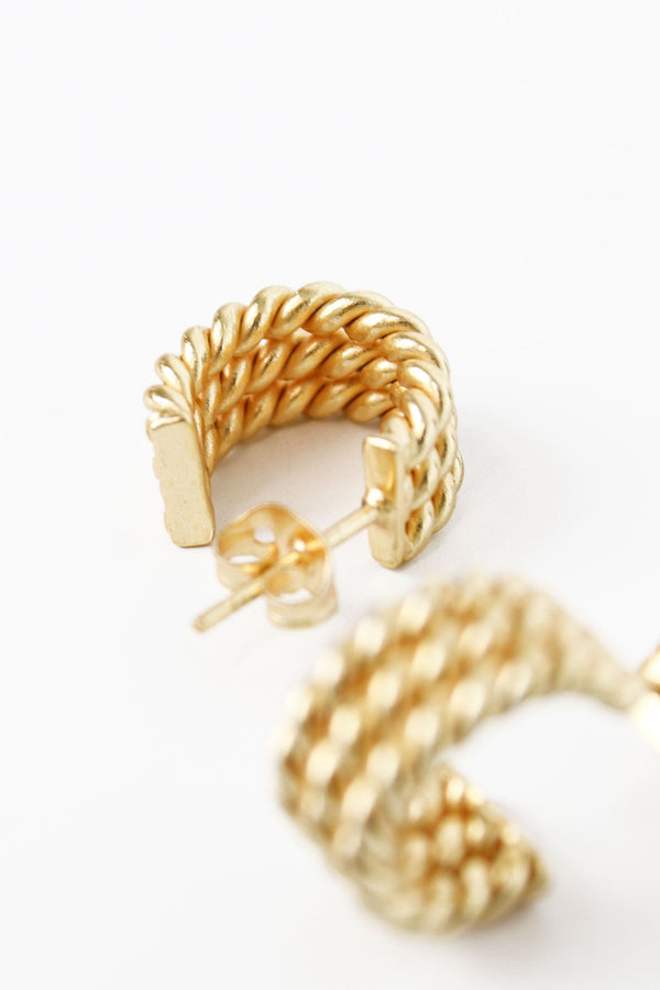 Gold Twisted Hoop Earrings