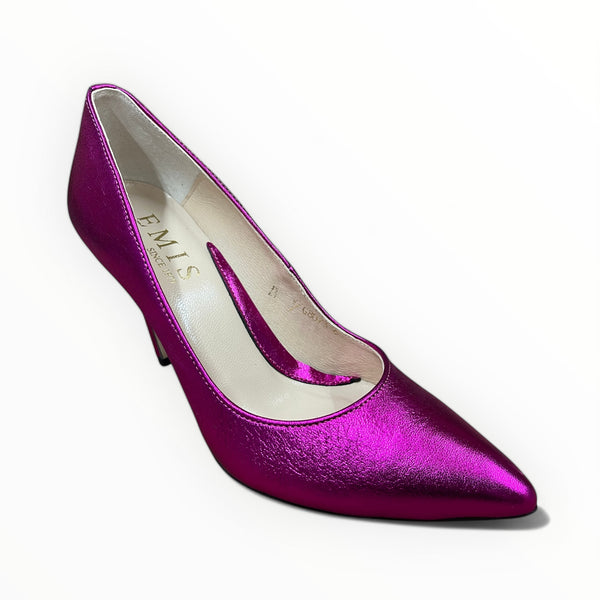 Metallic Fuchsia Pointed Court Shoe