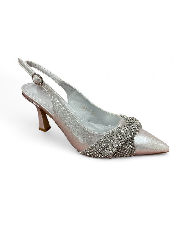 Sorento Hilton Silver Glitz Slingback Shoe