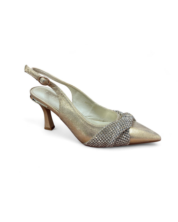 Sorento Hilton Gold Glitz Slingback Shoe