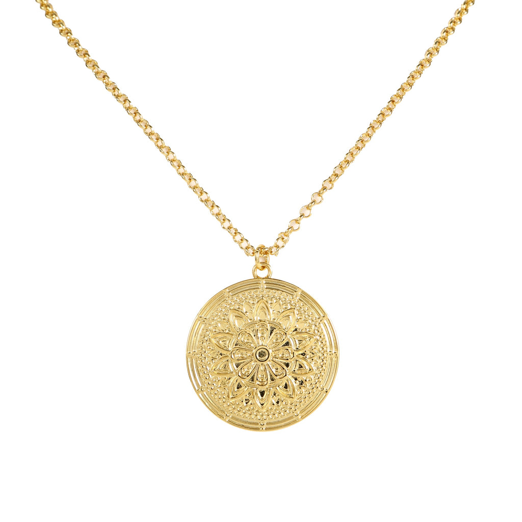 Gold Medallion Drop Necklace