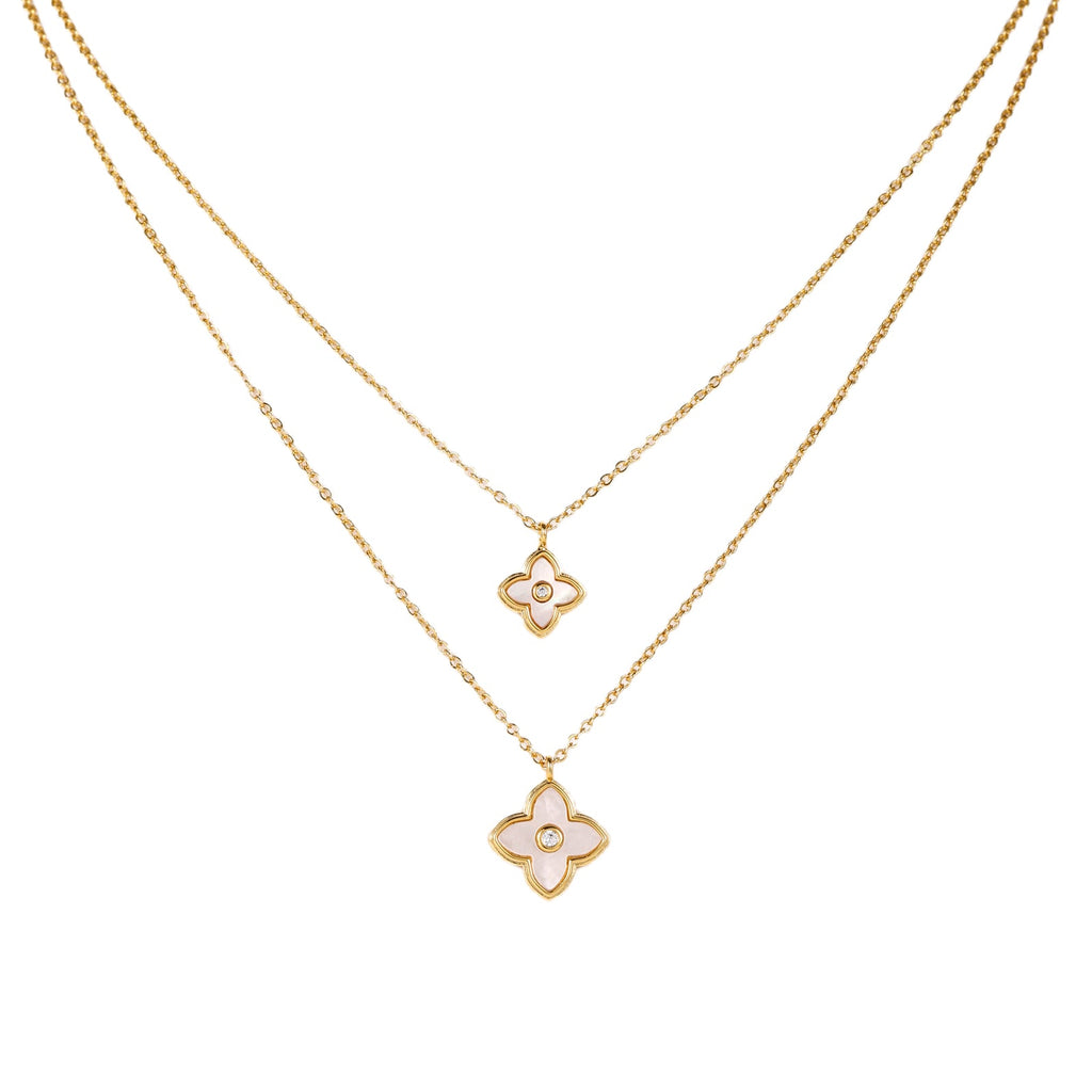 Gold & Crystal Double Layer Drop Necklace