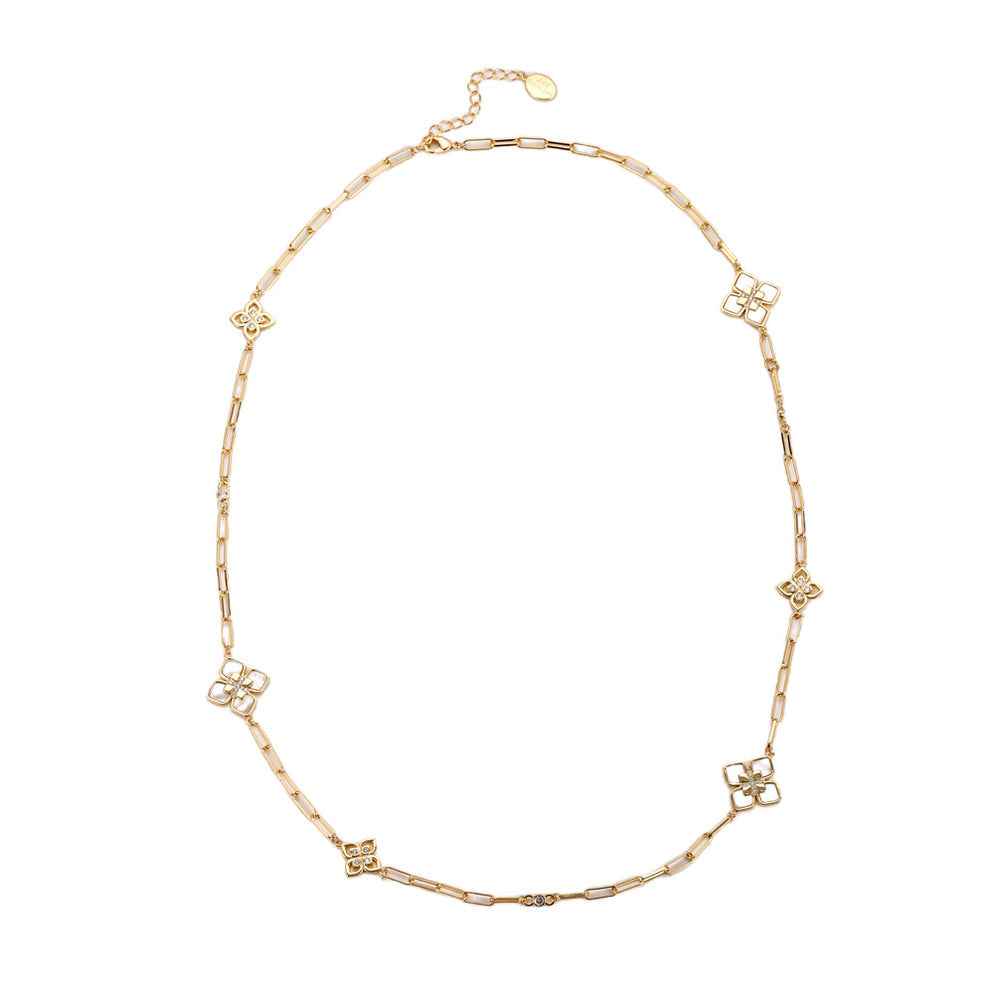 Gold & Crystal Club Chain Necklace