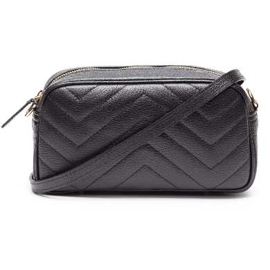 Black Quilted Leather Crossbody Handbag