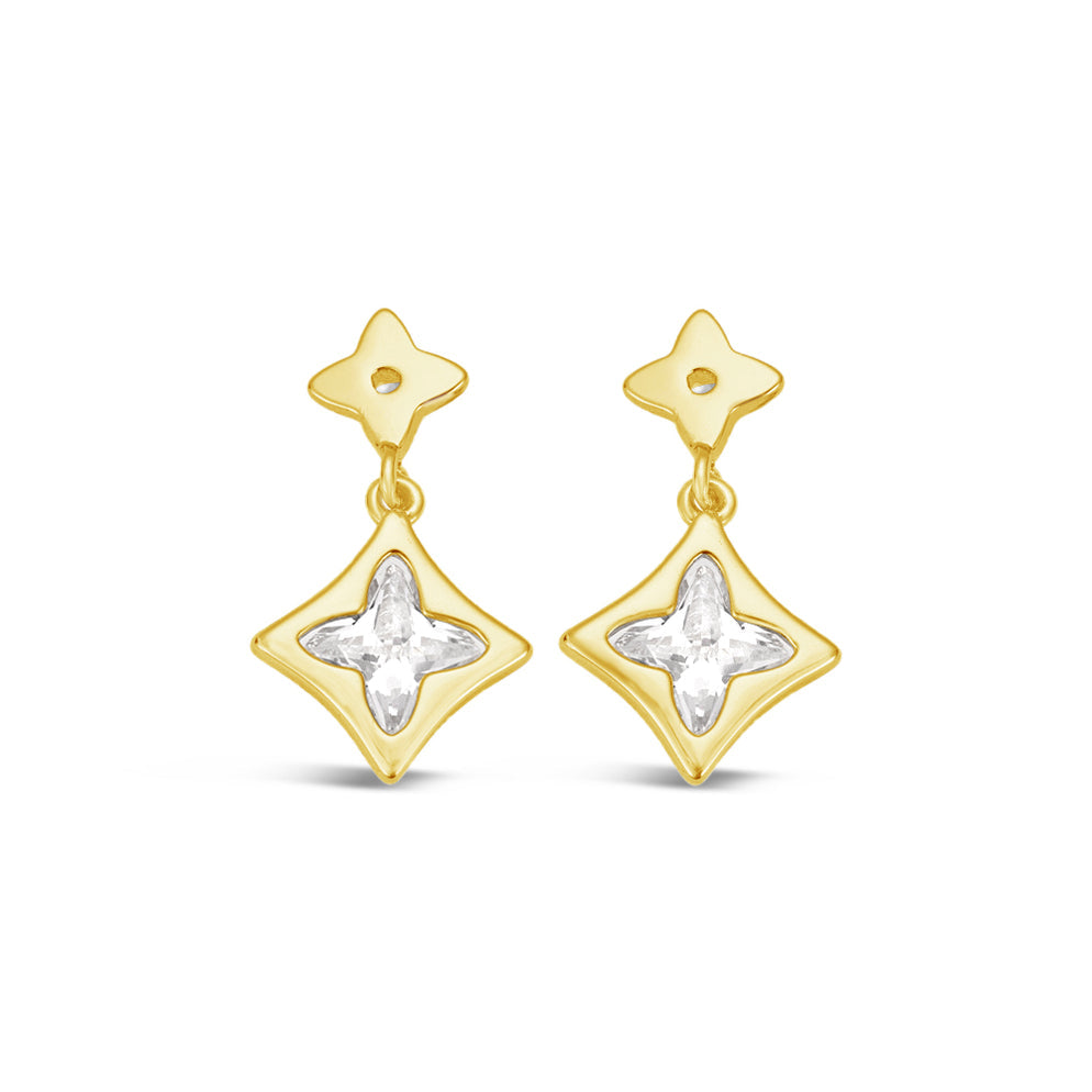 Gold & Crystal Double Drop Earrings