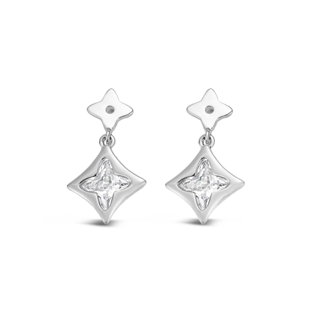 Silver & Crystal Double Drop Earrings