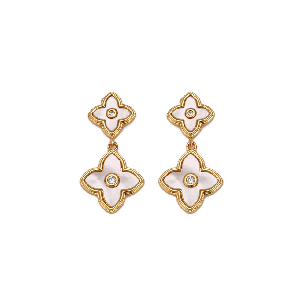 Gold Double Drop Club Earrings