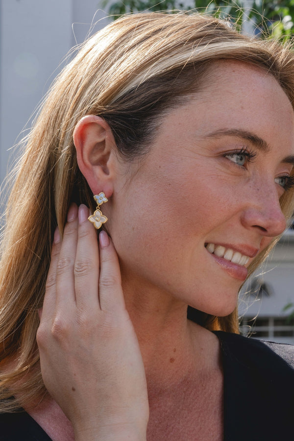 Gold Double Drop Club Earrings