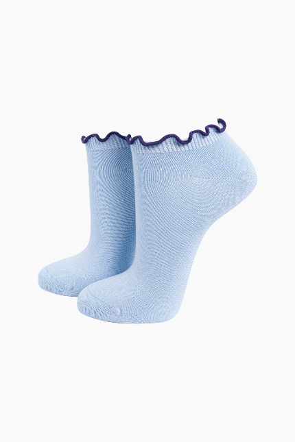 Blue & Navy Frilly Bamboo Socks