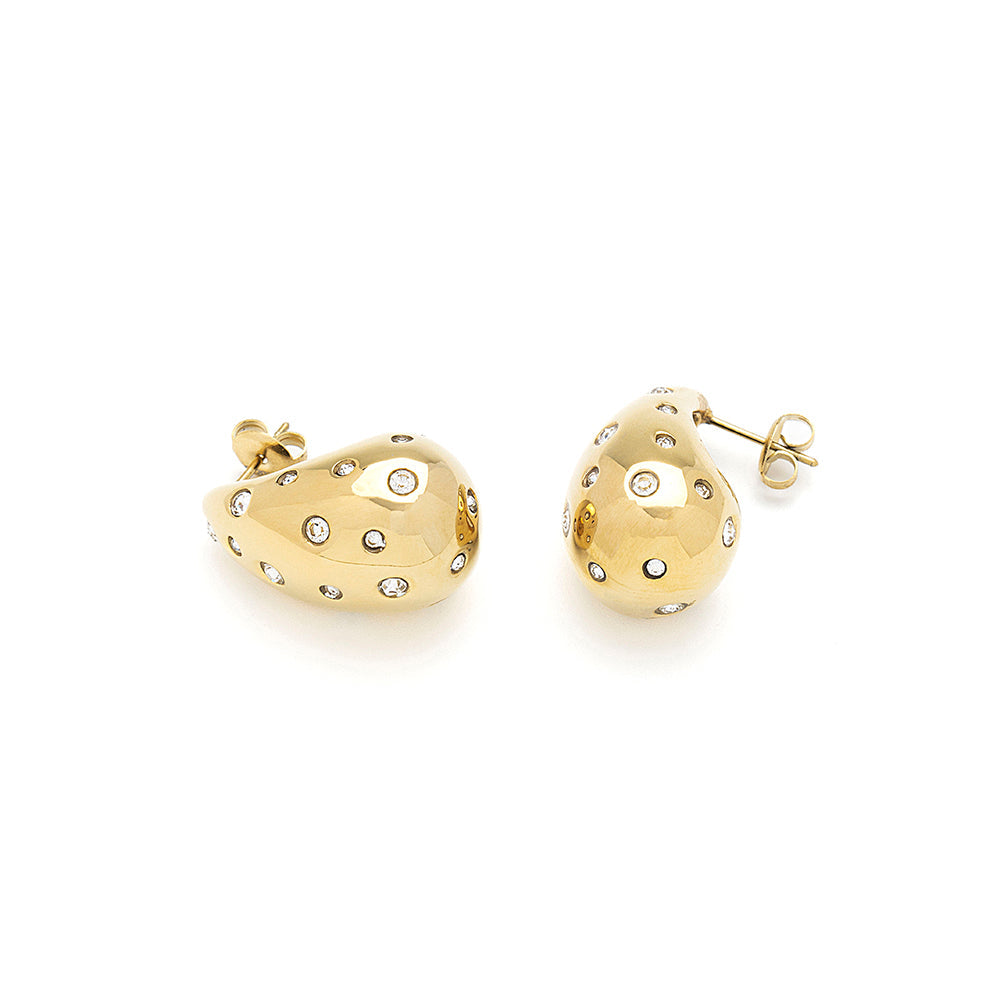 Gold Sparkling Teardrop Earrings