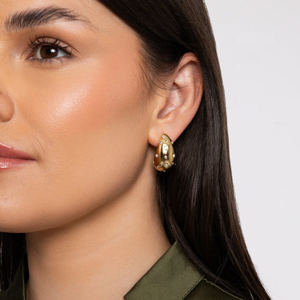 Gold Sparkling Teardrop Earrings