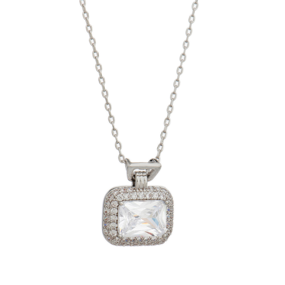 Jayleen Silver Crystal Pendant Necklace