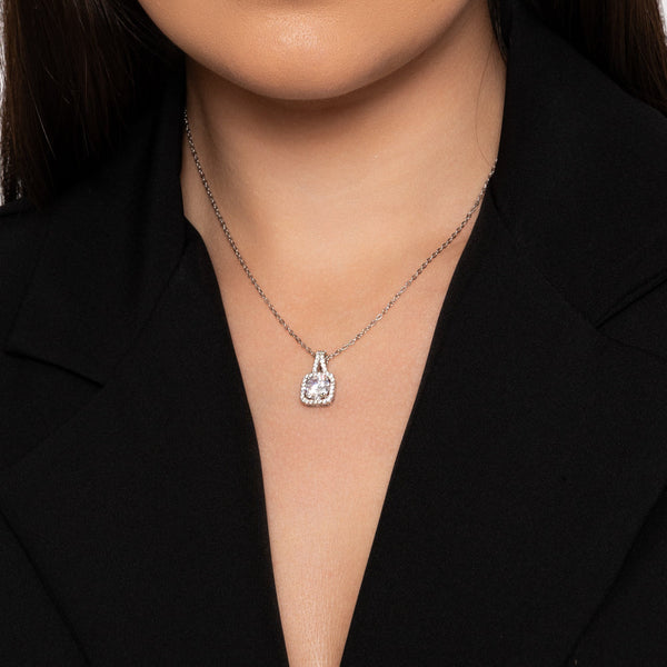 Jayleen Silver Crystal Pendant Necklace