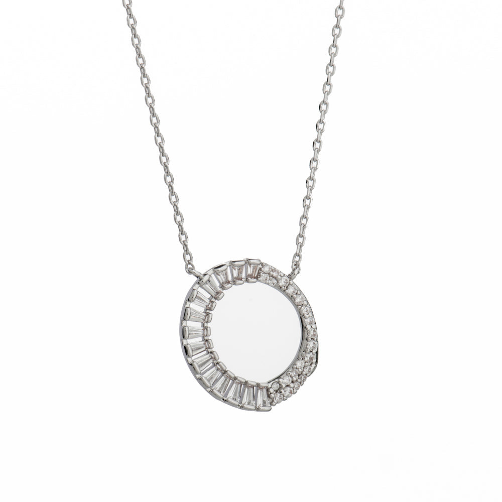 Katalina Silver Crystal Pendant Necklace