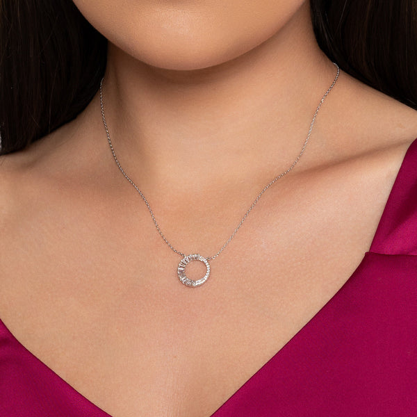 Katalina Silver Crystal Pendant Necklace