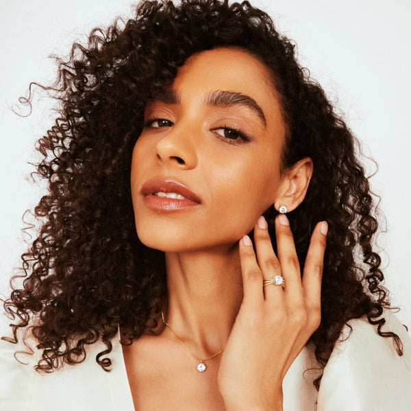 Gold Triple Band Solitaire Crystal Ring