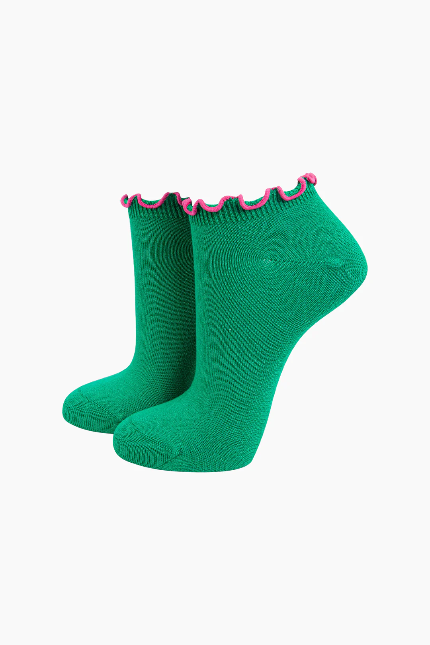Green & Pink Frilly Bamboo Socks