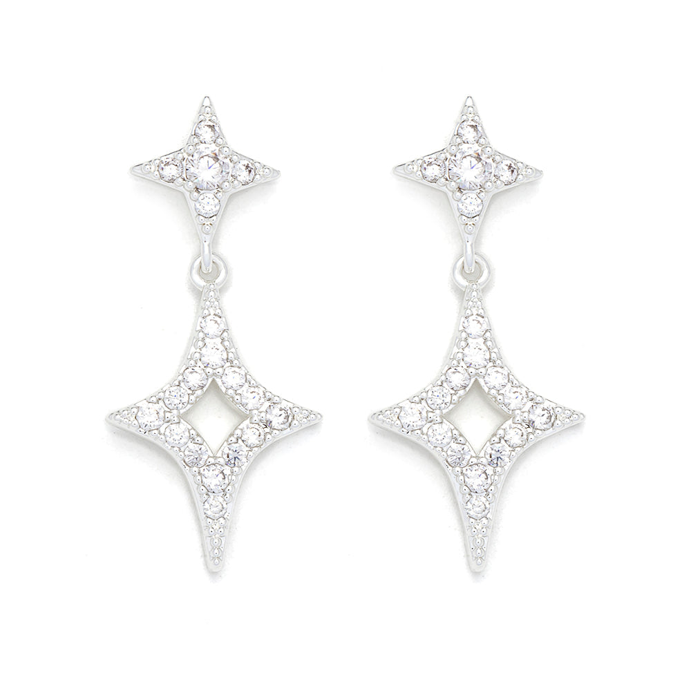 Diamond Shape Crystal Drop Earrings