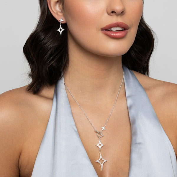 Diamond Shape Crystal Drop Earrings