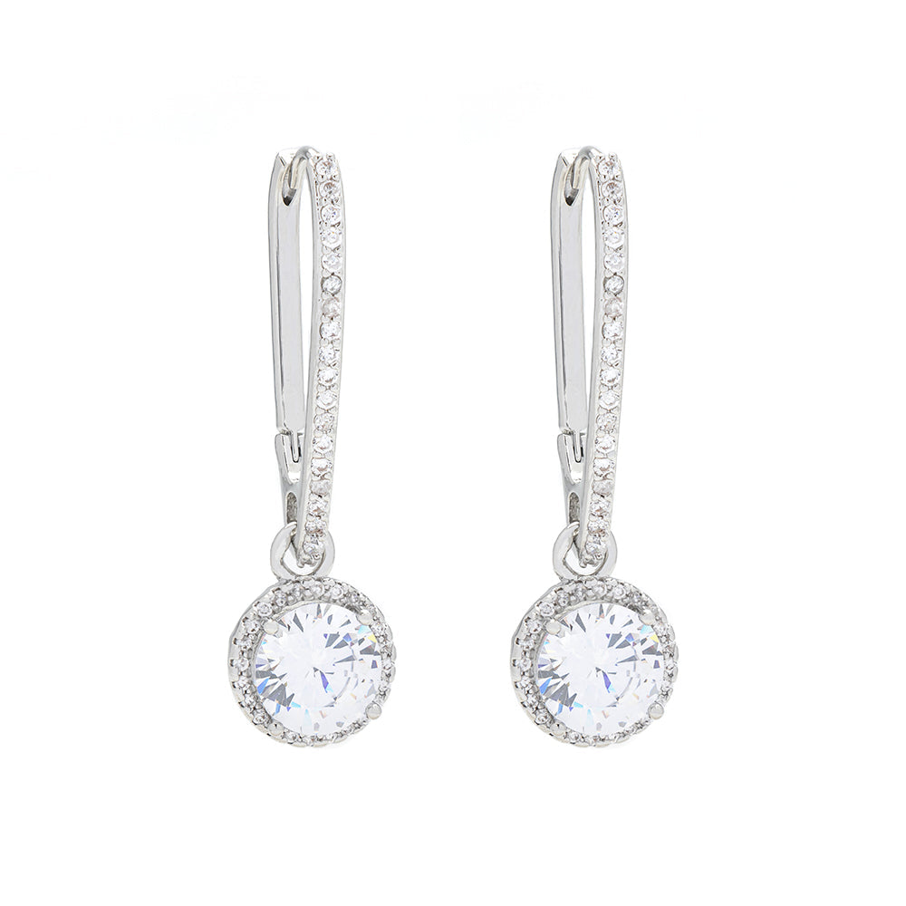Silver Crystal Drop Earrings