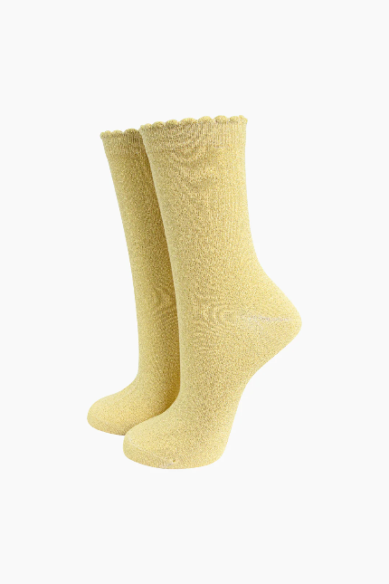 Lemon Combed Cotton Shimmer Socks