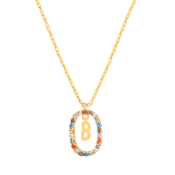 Gold & Multi Coloured CZ Initial Necklace