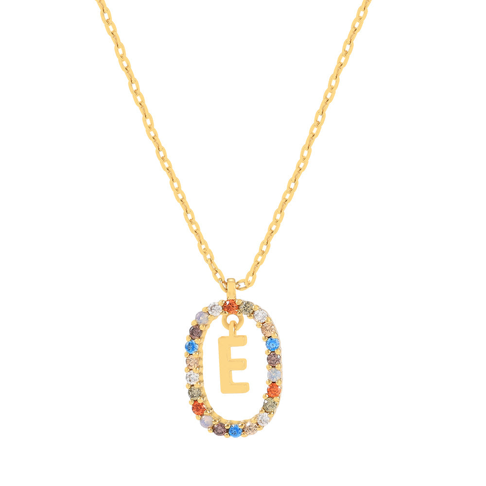 Gold & Multi Coloured CZ Initial Necklace