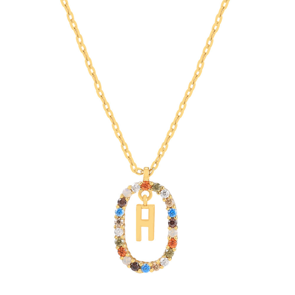 Gold & Multi Coloured CZ Initial Necklace