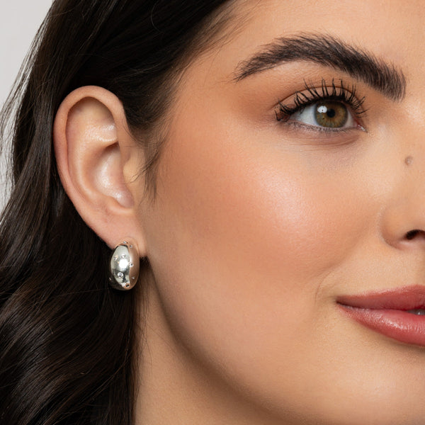 Silver Crystal Teardrop Earrings