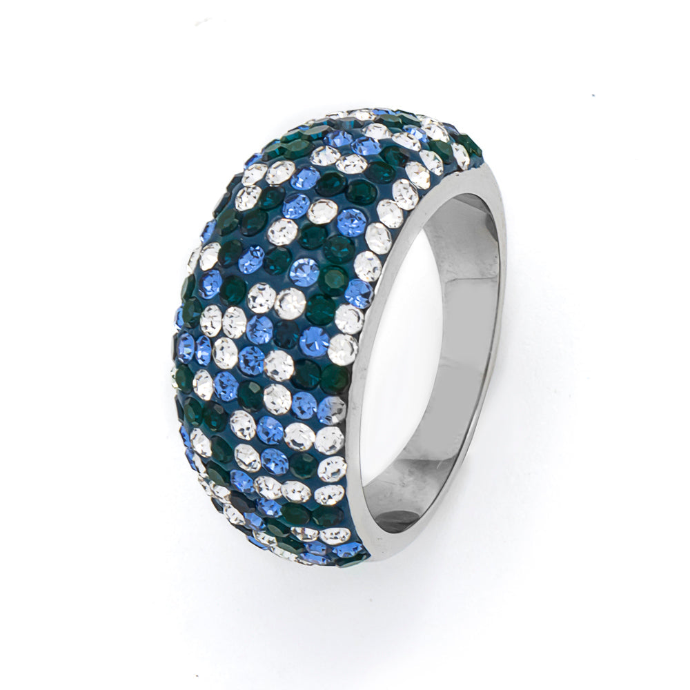 Silver & Blue Crystals Ring
