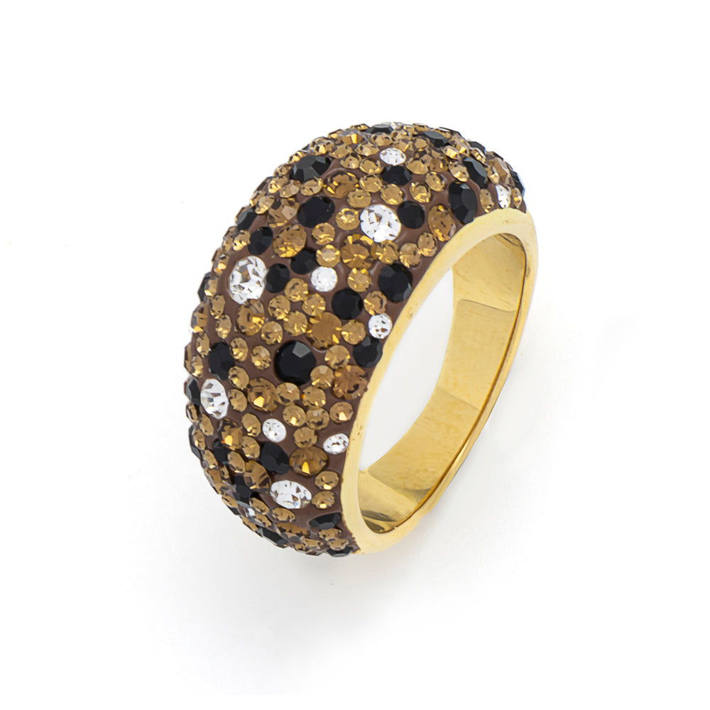Gold & Brown Crystals Ring