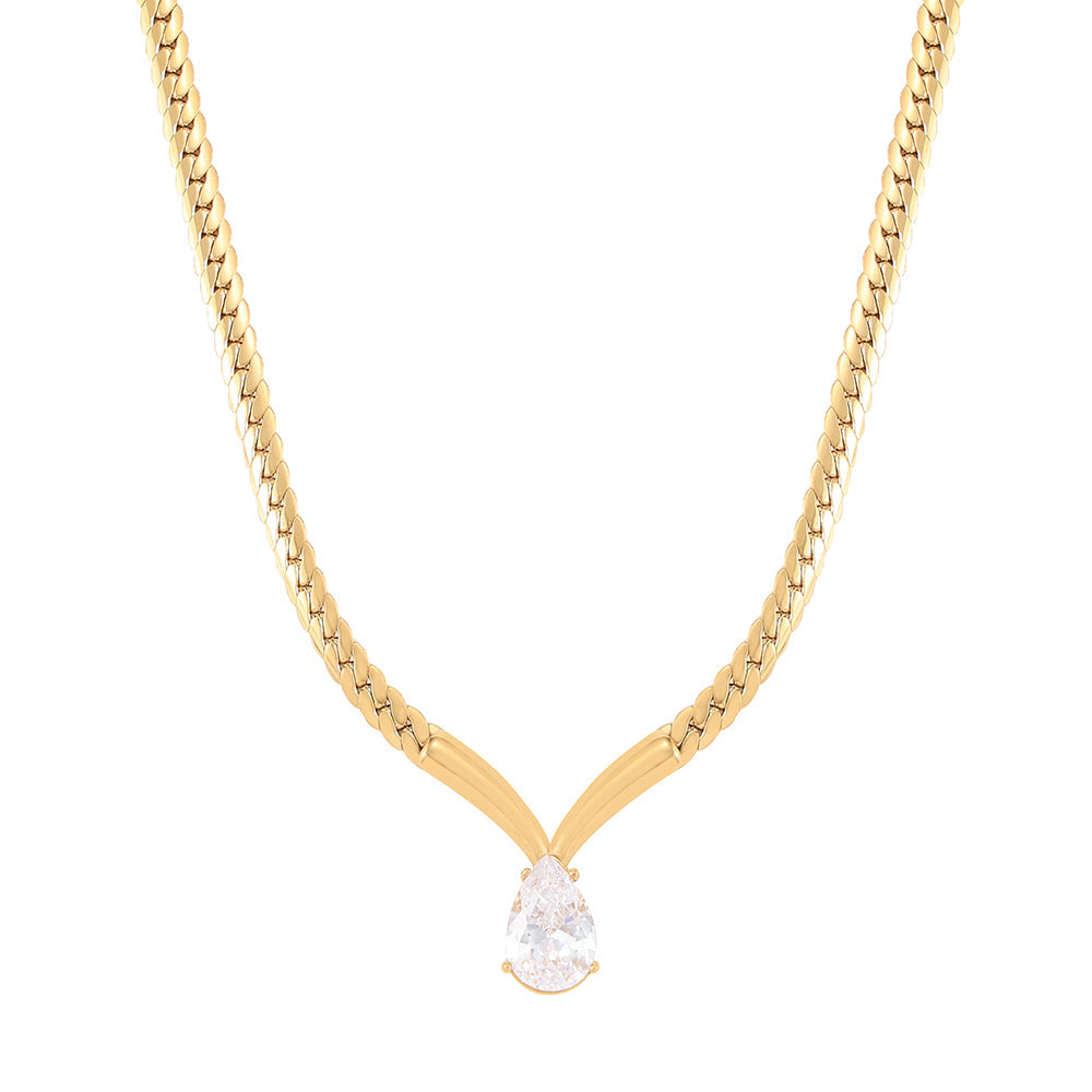 Zora Gold Snake Chain & Crystal Necklace